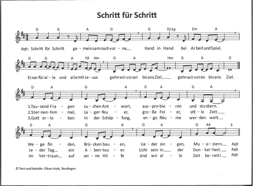 Lied Schritt für Schritt