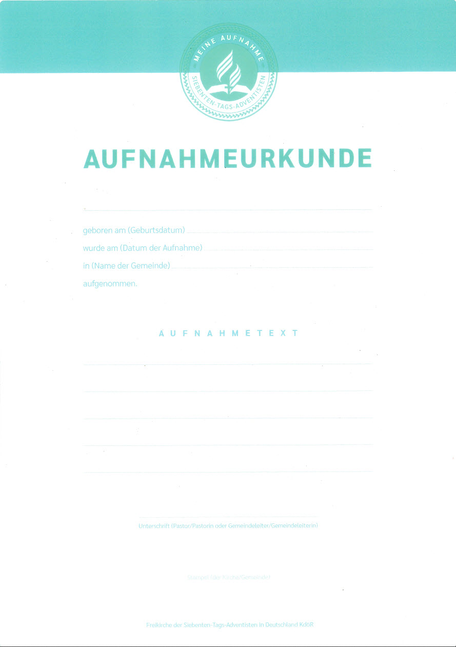 Aufnahmeurkunde - Wasser